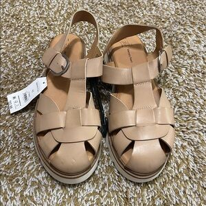 Time and Tru Beige Leather Sandals